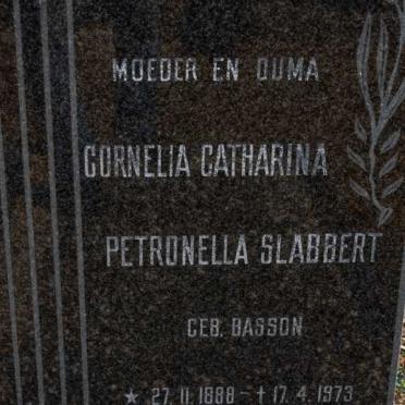 SLABBERT Cornelia Catharina Petronella nee BASSON 1888-1973