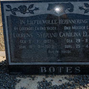 BOTES Lourens Sybrand 1907-1967 &amp; Carolina Elizabeth 1913-1991