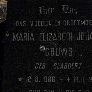 GOUWS Maria Elizabeth Johanna nee SLABBERT 1886-1970