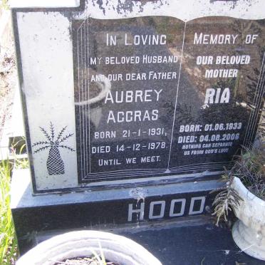 HOOD Aubrey Aggras 1931-1978 &amp; Ria 1933-2006