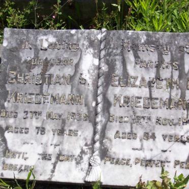 KRIEDEMANN Christian S. -1939 &amp; Elizabeth M. -1931