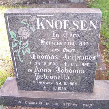 KNOESEN Thomas Johannes 1903-1990 &amp; Anna Johanna Petronella VERWEY 1904-1988