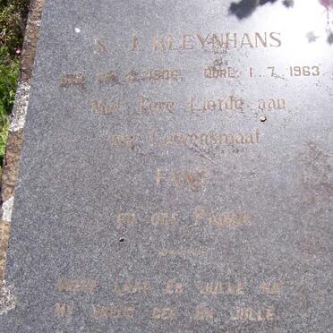 KLEYNHANS S.J. 1906-1963