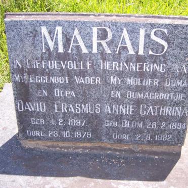 MARAIS David Erasmus 1897-1979 &amp; Annie Cathrina BLOM 1894-1982