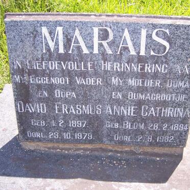 MARAIS David Erasmus 1897-1979 &amp; Annie Cathrina BLOM 1894-1982