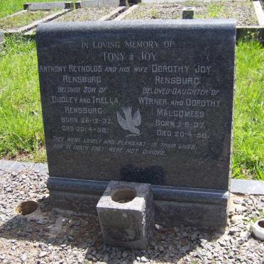 RENSBURG Anthony Reynolds 1932-1958 &amp; Dorothy Joy MALCOMESS 1937-1958