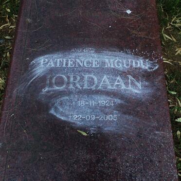JORDAAN Patience Mgudu 1924-2005