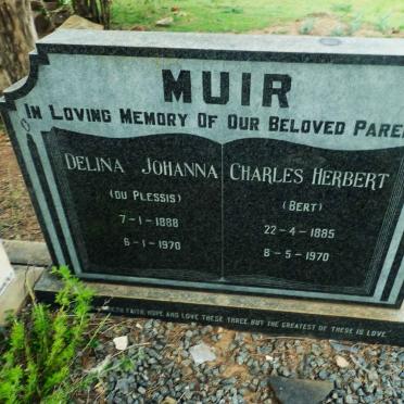 MUIR Charles Herbert 1885-1970 &amp; Delina Johanna DU PLESSIS 1888-1970