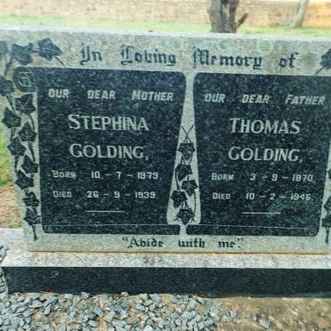GOLDING Thomas 1870-1946 &amp; Stephina 1879-1939