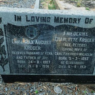KRUGER Max August 1887-1936 :: KRUGER Friederike Charlotte nee PETERS 1853-1931