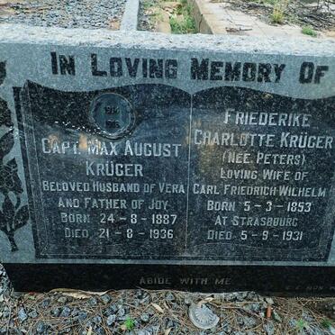KRUGER Max August 1887-1936 :: KRUGER Friederike Charlotte nee PETERS 1853-1931