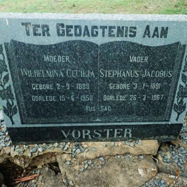 VORSTER Stephanus Jacobus 1891-1967 &amp; Wilhelmina Cecilia 1888-1958