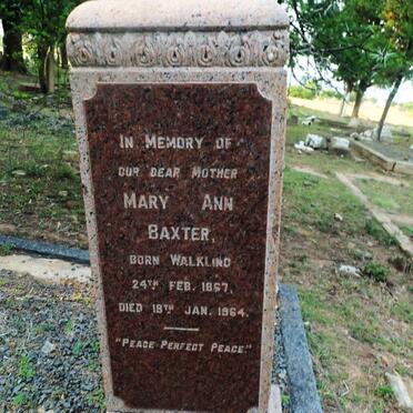 BAXTER Mary Ann nee WALKLIND 1867-1964