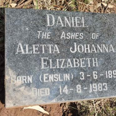 DANIEL Aletta Johanna Elizabeth nee ENSLIN 1898-1983