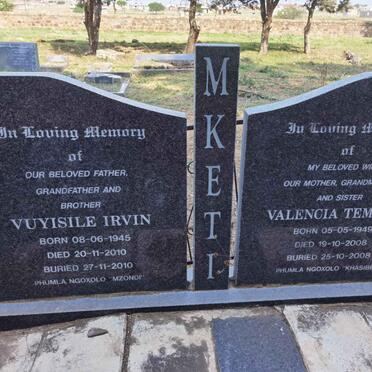 MKETI Vuyisile Irvin 1945-2010 &amp; Valencia Tembisa 1949-2008