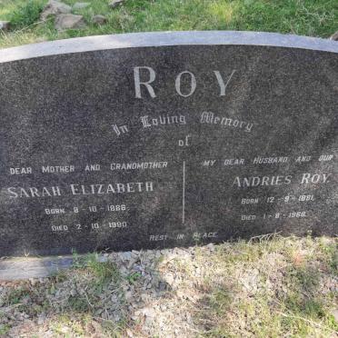 ROY Andries 1881-1968 &amp; Sarah Elizabeth 1886-1980
