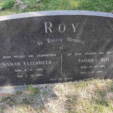 ROY Andries 1881-1968 &amp; Sarah Elizabeth 1886-1980