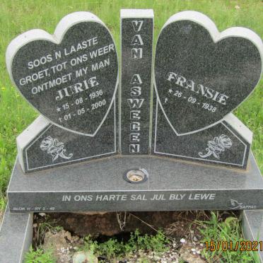 ASWEGEN Jurie, van 1936-2000 &amp; Fransie 1938-