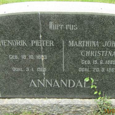 ANNANDALE Hendrik Pieter 1883-1968 &amp; Marthina Johanna Christina 1885-1967