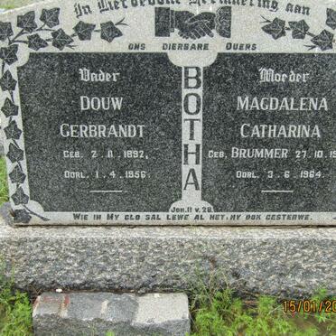 BOTHA Douw Gerbrandt 1892-1956 &amp; Magdalena Catharina BRUMMER 1903 - 1964