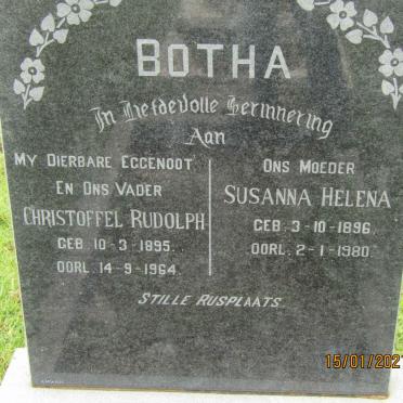 BOTHA Christoffel Rudolph 1895-1964 &amp; Susanna Helena 1896-1980