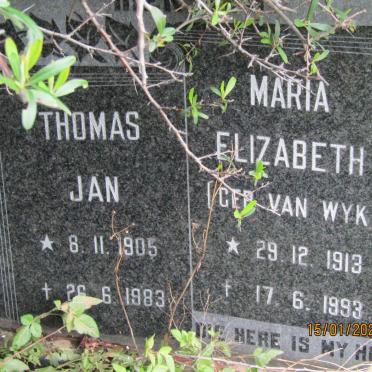 DRY Thomas Jan 1905-1983 &amp; Maria Elizabeth VAN WYK 1913-1993