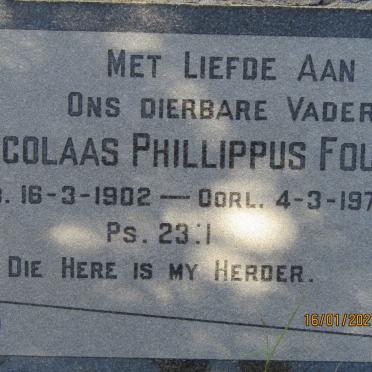 FOURIE Nicolaas Phillippus 1902-1973