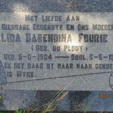 FOURIE Alida Barendina nee DU PLOOY 1904-1952