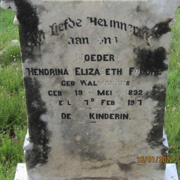 FOUCHE Hendrina Elizabeth nee WALMARANS 1832-1917