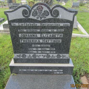 HATTINGH Johanna Elizabeth Frederika  nee HENNING 1893-1972