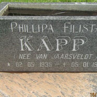 KAPP Phillipa Filista nee VAN JAARSVELDT 1935-1995