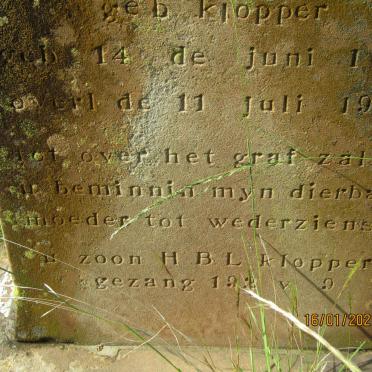 KLOPPER Magdalena Gertruida Christina nee KLOPPER 1848-1920