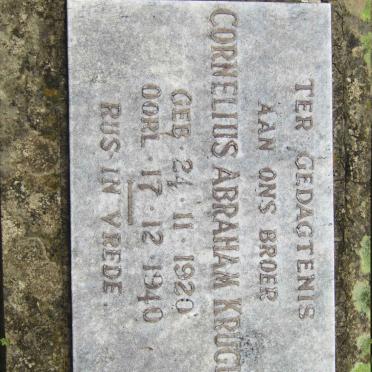 KRUGER Cornelius Abraham 1920-1940