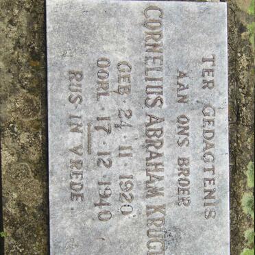 KRUGER Cornelius Abraham 1920-1940