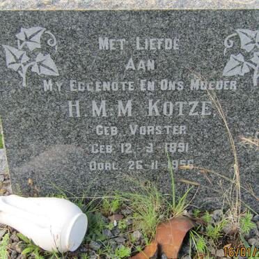KOTZE H.M.M. nee VORSTER 1891-1956