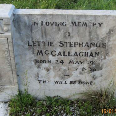 MCCALLAGHAN Lettie Stephanus 1921-1938