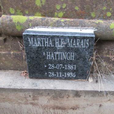 MARAIS Martha H.E. voorheen HATTINGH 1881-1936