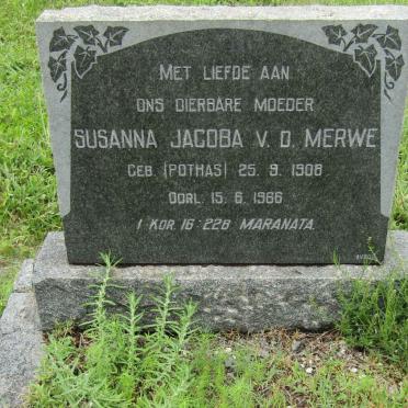 MERWE Susanna Jacoba, v.d. nee POTHAS 1908-1966