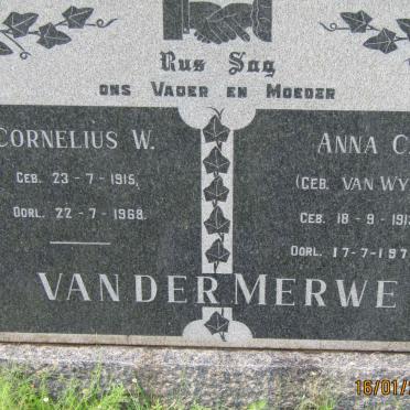 MERWE Cornelius W., van der 1915-1968 &amp; Anna C. VAN WYK 1913-1972