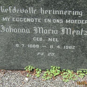 MENTZ Johanna Maria nee NEL 1889-1962