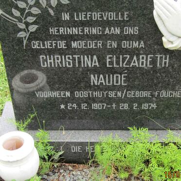 NAUDE Christina Elizabeth voorheen OOSTHUYSEN nee FOUCHE 1907-1974