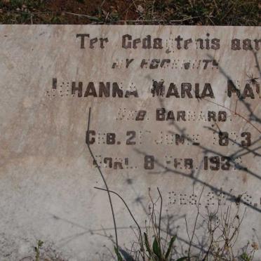 NAUDE Johanna Maria nee BARNARD 1873-1932