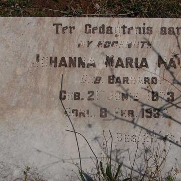NAUDE Johanna Maria nee BARNARD 1873-1932