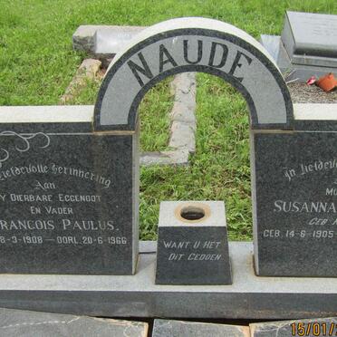 NAUDE Francois Paulus 1908-1966 &amp; Susanna Johanna KRUGER 1905-1989