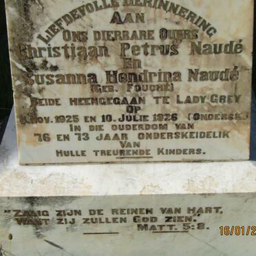 NAUDE Christiaan Petrus -1925 &amp; Susanna Hendrina FOUCHE -1926