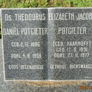 POTGIETER Theodorus Daniel 1886-1959 &amp; Elizabeth Jacoba HAARHOFF 1891-1977