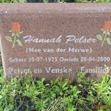 PELSER Hannah nee VAN DER MERWE 1925-2000