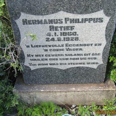 RETIEF Hermanus Philippus 1860-1928