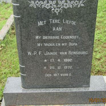 RENSBURG W. P. F., Janse van 1892-1972