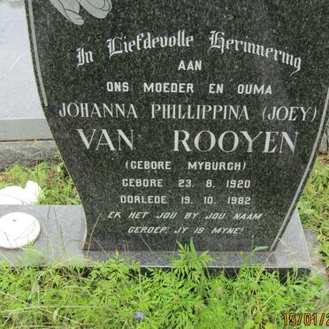 ROOYEN Johanna Phillippina, van nee MYBURGH 1920-1982